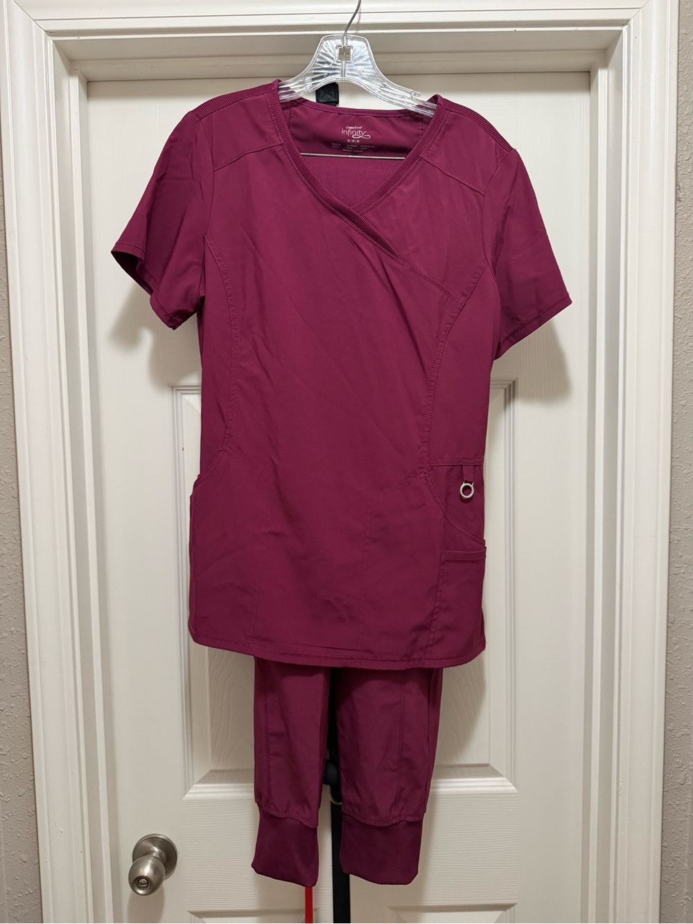 Women's Medical Scrub Set in Berry - Comfort Fit Top & Jogger Pants